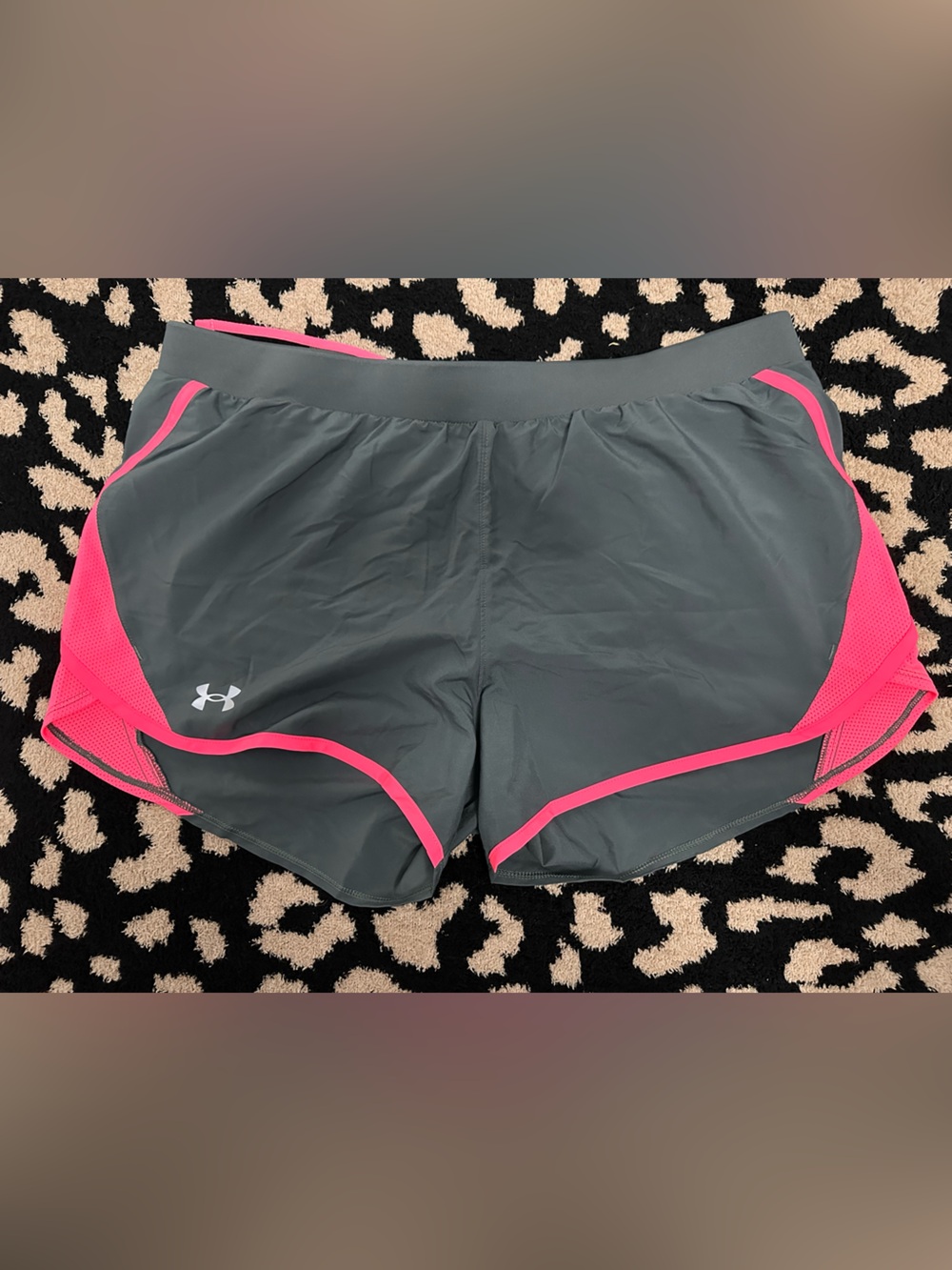 Under Armour Gray Athletic Shorts with Pink Trim